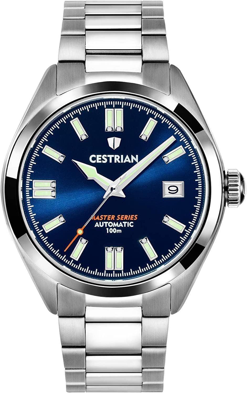 Master Series Automatic Blue Dial Steel Bracelet 100M Water Resistant Mens Watch