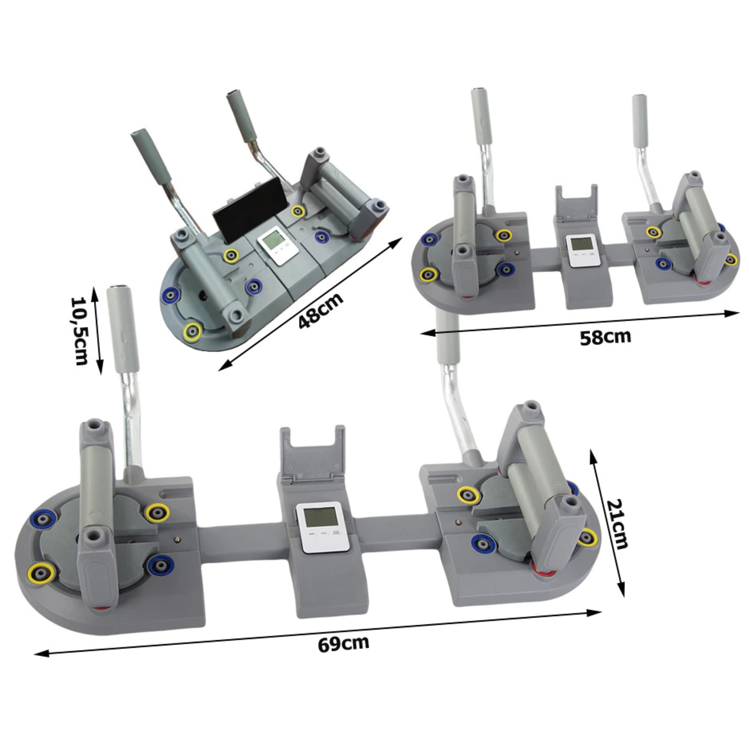 PARENCE.- Planche à Pompes Multifonction – Appareil de Musculation avec Poignées Réglables, Minuterie & Support Téléphone – Antidérapant – Entraînement Poitrine, Bras, Épaules, Triceps