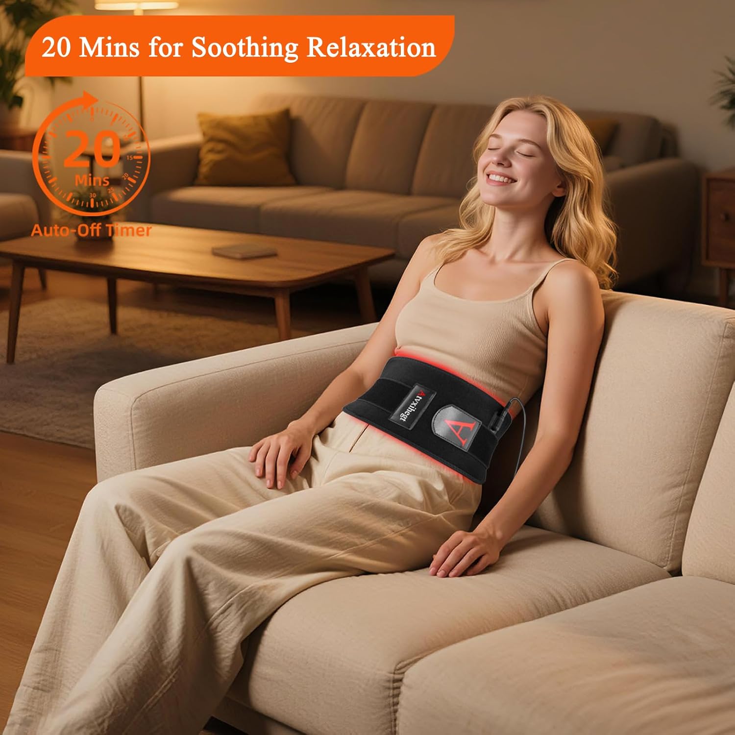 Red Light Therapy for Body, 660nm 850nm 12.6" LED Wearable Infrared Redlight Therapy Belt Wrap Pad for Belly Back Waist Shoulder Knee Muscle - Image 2