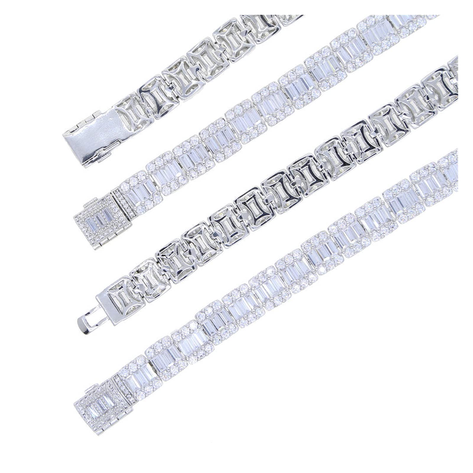WZGWDC Armbänder für Damen, Damenschmuck, 16 cm, 18 cm, 20 cm, 3 Größen, Zirkonia-Cluster, Tennis, platiniert, 16 cm