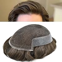 Vista 36 de Toupee - Sistema de cabello humano real para hombres, tupé de encaje suizo para hombres, nudos blanqueados, piezas de pelo para hombres, protesis