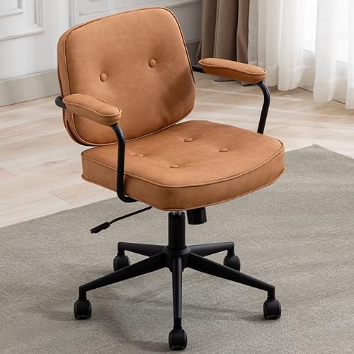 Silla de escritorio giratoria moderna con reposabrazos, cómoda silla de computadora de altura ajustable con ruedas, silla de escritorio con botones
