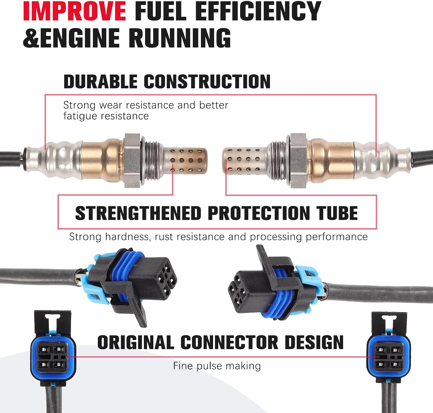 4Pcs Oxygen Sensor O2 Sensor Upstream and Downstream 234-4565 234-4566 for Buick Enclave 2012-2017 3.6L for Chevrolet Traverse 2012-2017 for GMC Acadia 2012-2016 3.6L Oxygen Sensors
