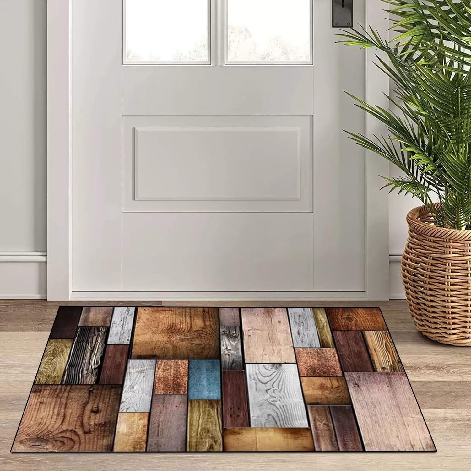 Küchenläufer Waschbar rutschfest 3D Holzmaserung 120x450cm Flurläufer Korridor Teppichläufer Küchenteppich Schlafzimmer Esszimmer Polyester Meterware Anpassbar