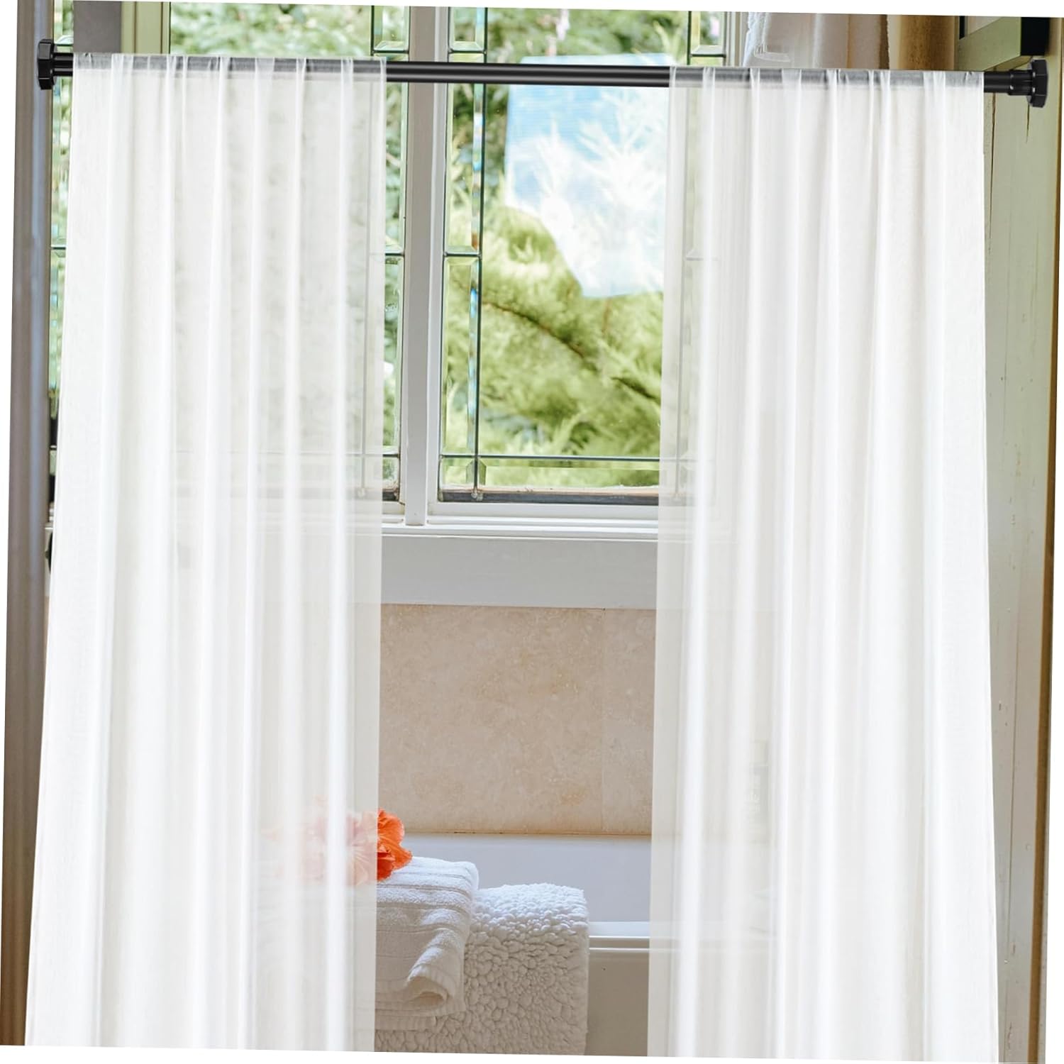 Telescoping Tension Rod for Shower Curtains Adjustable No-drill Clothes Rod Expandable Curtain Pole for Bathrooms and Closets