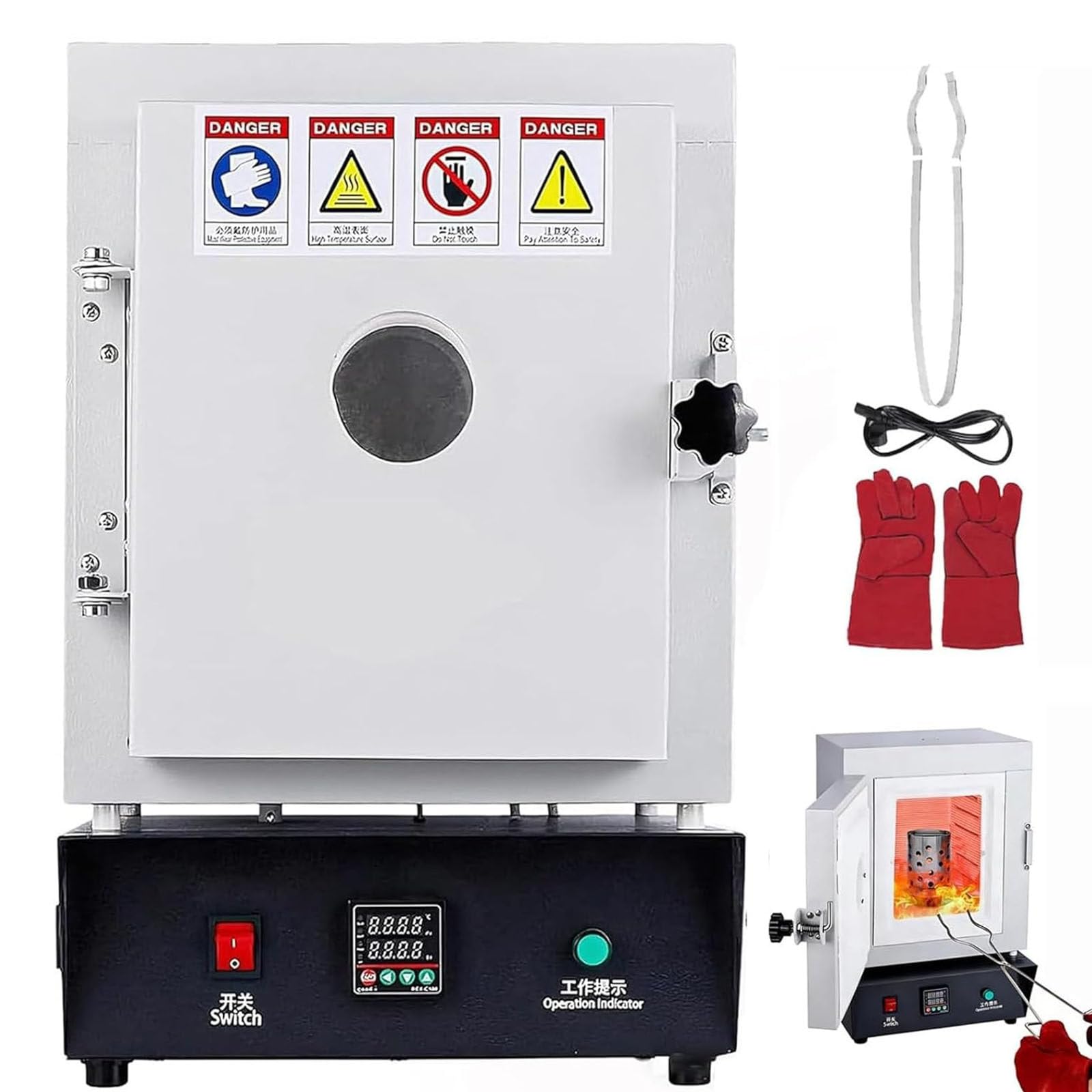 LSBHPPD Electric Kiln for Jewelry Making,Electric Muffle Furnace,Metal Casting,Pottery Glazing,1750W Electric Ceramic Laboratory Muffle Furnace,Maximum Temperature 1150℃,15×15×20cm Inner Chamber
