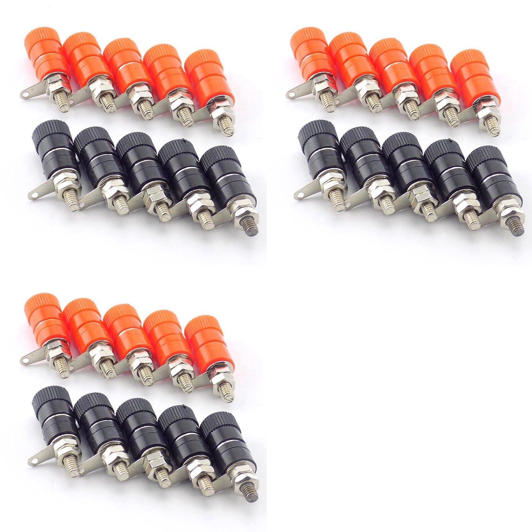Jnchdghwa As Shown 15X Banana Plugs Socket Connector Plated Binding Post Nut Banana Plug Jack Connector