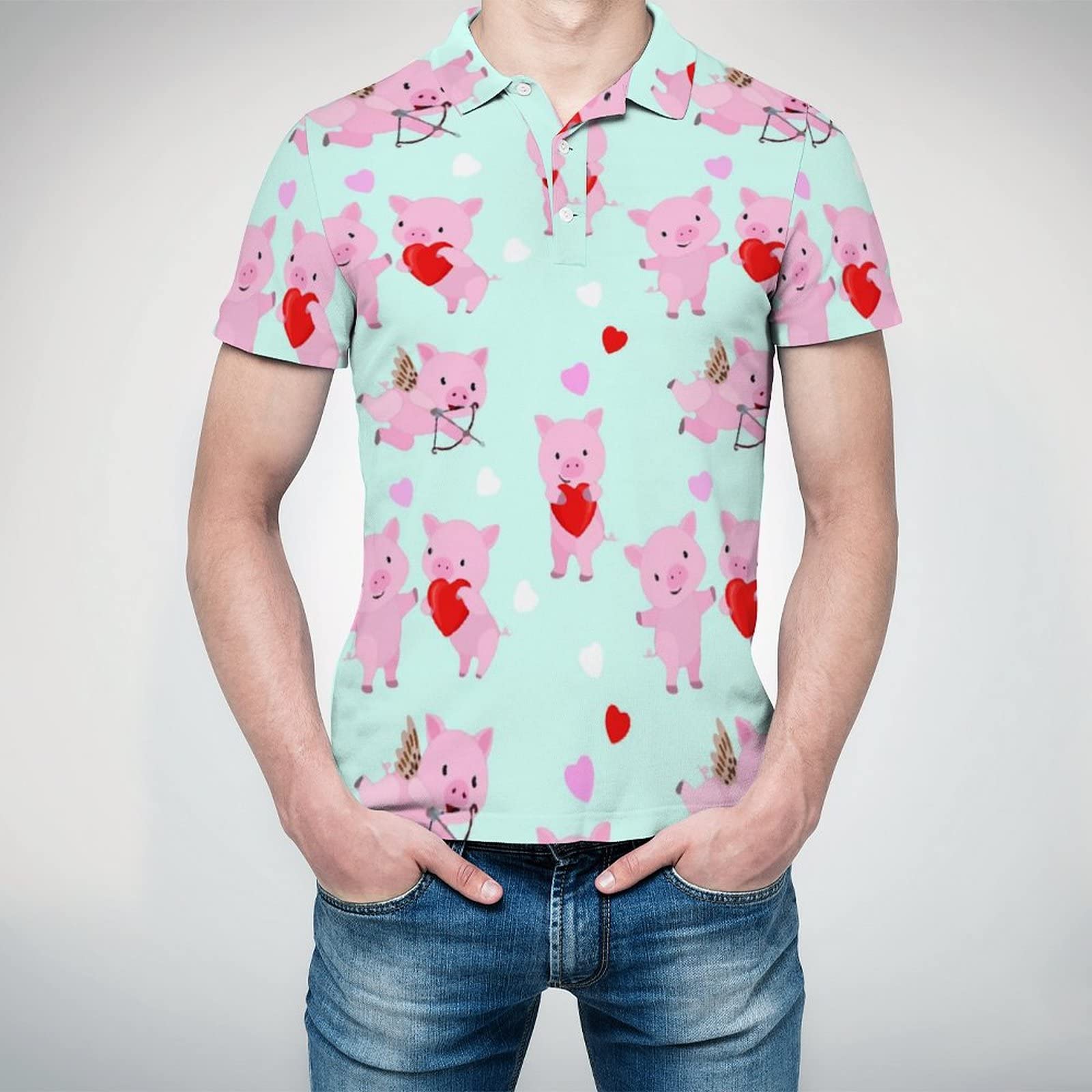 Amazon.co.jp: 半袖 ポロシャツ メンズ 可愛い 豚 POLOシャツ Tシャツ