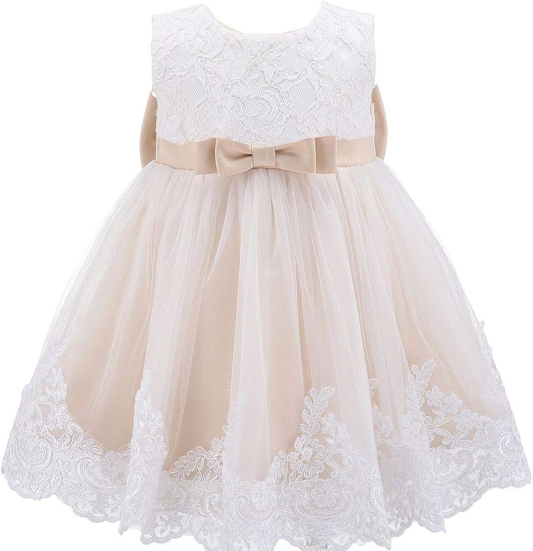 Bow Dream Baby Flower Girl Dresses Lace Bowknot Wedding Pageant Formal Tutu Gown - Image 2