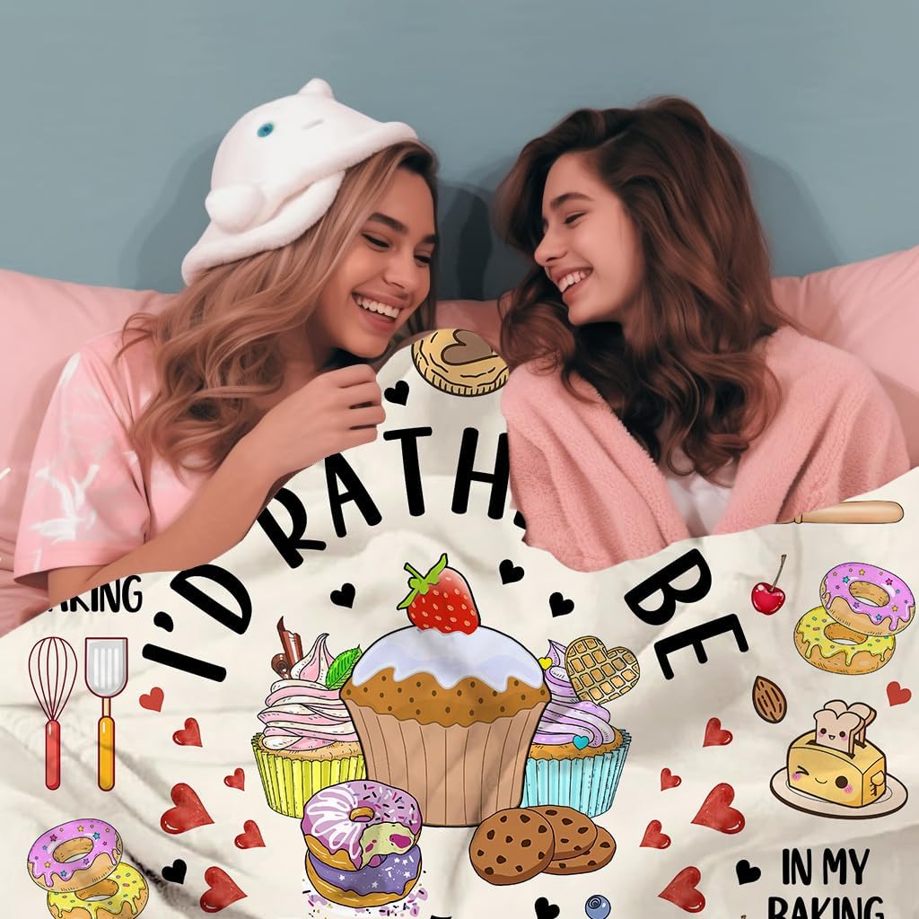 Baker Blanket Baking Gifts for Women Cookie Lovers,Bakers Accessories Stuff Baking Throw Blankets,Baker Gifts for Tweens Girls Friend 60"x50"