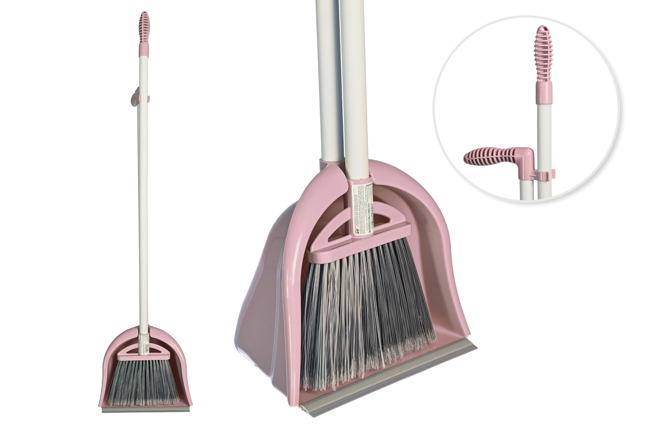 HERSIG - Escoba y recogedor sembrol Rosa | Set Escoba y recogedor sembrol Rosa. 24x19x83,5cm 18x5x102cm