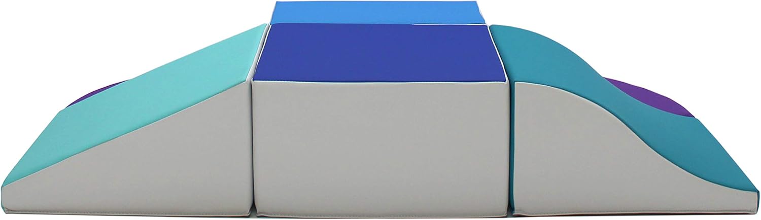 FDP SoftScape Playtime All Around Climber for Crawling Infants and Toddlers, Soft Foam Active Playset with Steps and Slides, Growing Minds and Motor Skills (6-Piece) - Contemporary/Purple, 13021-CTPU