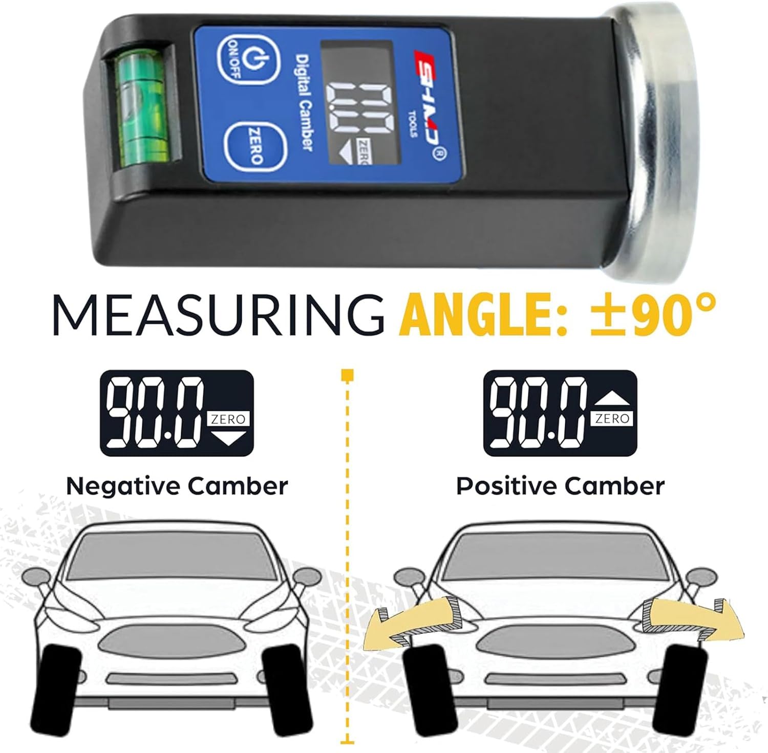 Cambers Alignment Tool with Bubble & Base Precisions Digital Display Wheel Alignment Tool for Car SUV
