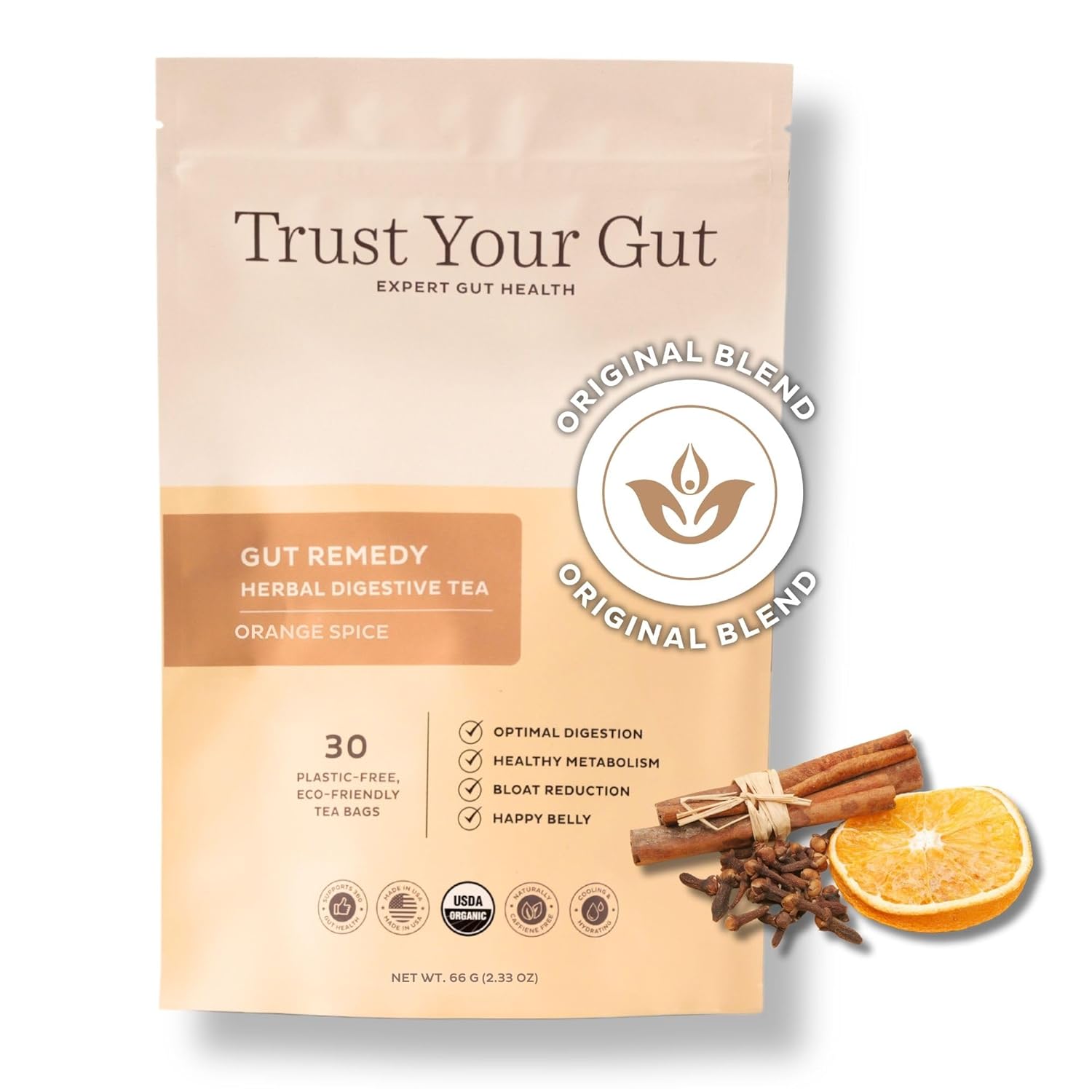 Trust Your Gut Organic Herbal Tea Blend with Lemon Balm, Holy Basil, Dandelion, Ginger Root – Liver Detox, Digestion & Gut Health Support, Gas Bloating Relief – Orange Spice, 30 Bags Trust Your Gut Organic Herbal Tea Blend with Lemon Balm, Holy Basil, Dandelion, Ginger Root – Liver Detox, Digestion & Gut Health Support, Gas Bloating Relief – Orange Spice, 30 Bags