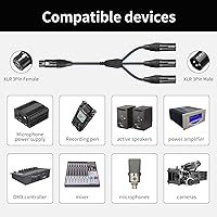 Vista 2 de Cable divisor en Y de 3 pines XLR hembra a 3 machos, cable divisor XLR de 3 vías, equilibrio de 1 hembra a 3 macho, cable de audio para micrófono