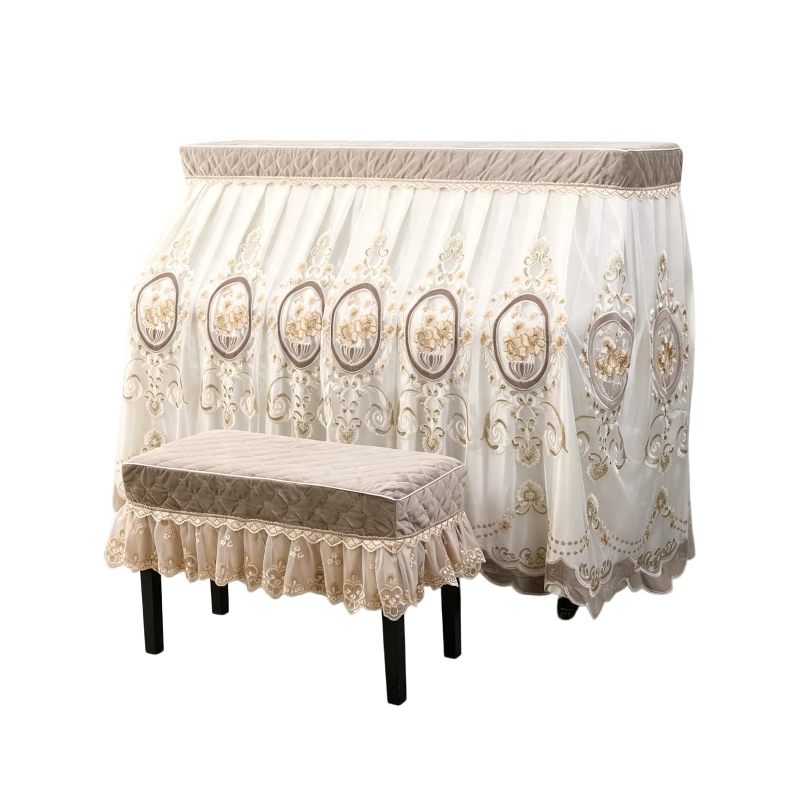 Copertura for pianoforte verticale, copertura antipolvere universale for pianoforte, tutto compreso, semi-aperta(Piano Cover+Double Bench Cover)