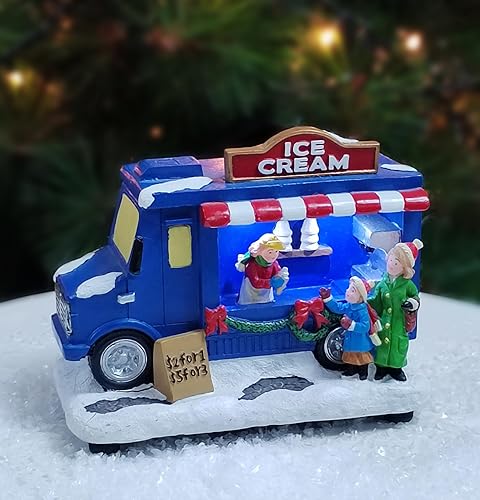 Miniatura 7 de MOMENTS IN TIME Camión de comida de Christmas Village Vendedor ambulante con luces LED, funciona con pilas (no incluidas) (Taco)