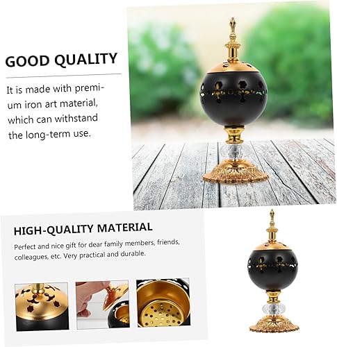 Miniatura 4 de DECHOUS Quemador de incienso hueco de hierro forjado para decoración de estudio de meditación y yoga soporte de incienso de metal para palos