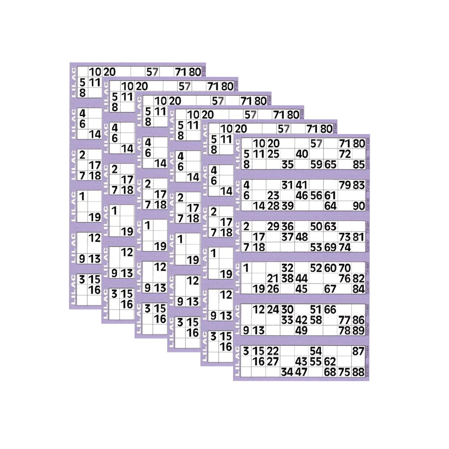 M1SS Amazing Eye Catchy Bright Colour Bingo Pads- 480 Bingo Tickets To View Flyers Big, Bold and Easy to Read- Party Set Perfect For Christmas Evening, Pack of 6 (Lilac)