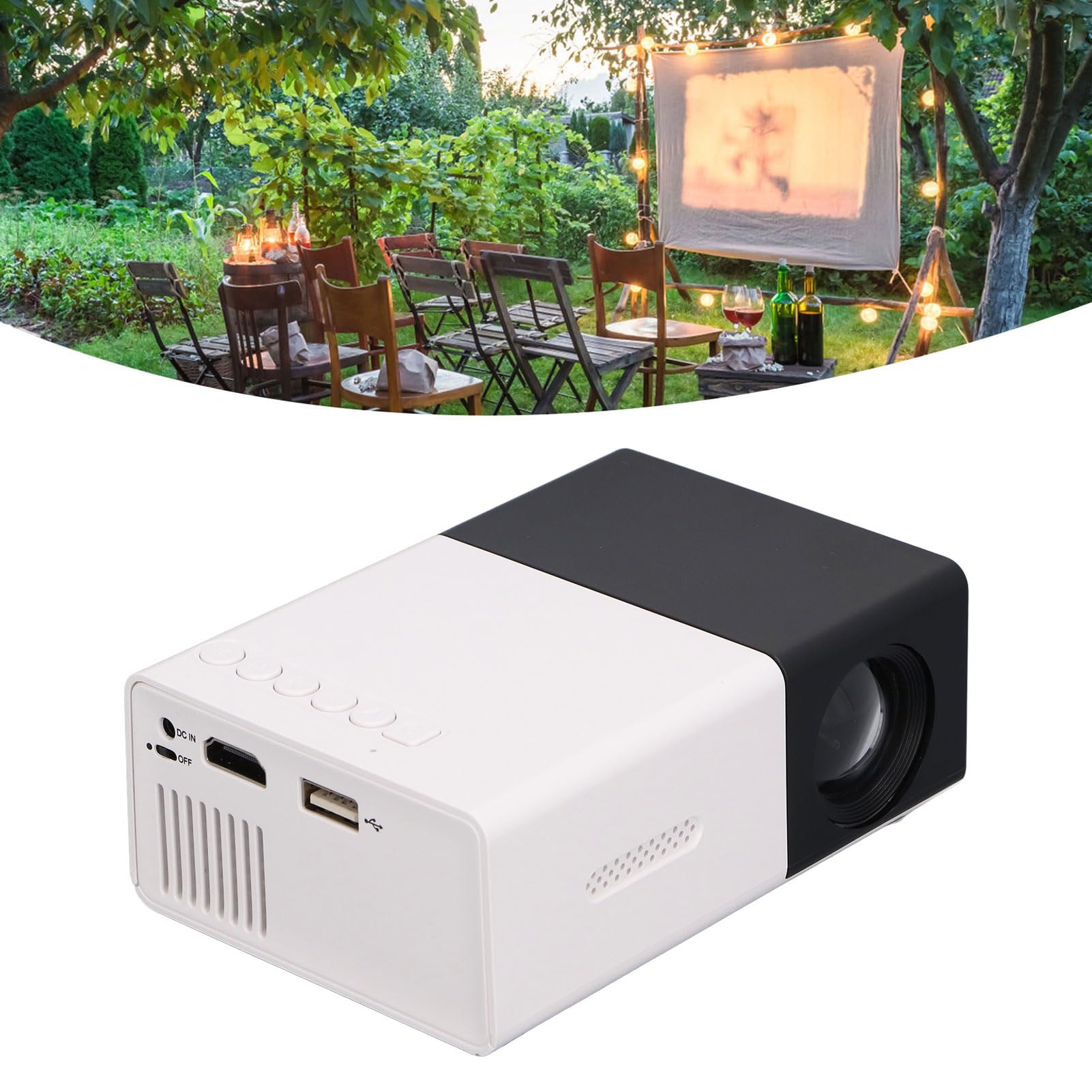 Mini Proiettore 1080P, Mini Proiettore Portatile Tascabile, Videoproiettore LED HD 1080P con USB AV, per Regali, Cartoni Animati, Film, TV, Campeggio (Spina europea)