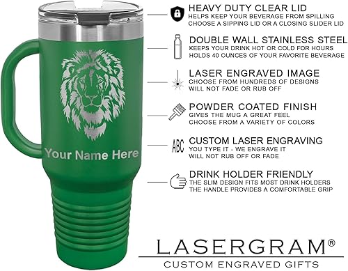 Vista 243 de LaserGram 15oz Vacuum Insulated Coffee Mug, Ankh, Personalized Engraving Included (Orange)