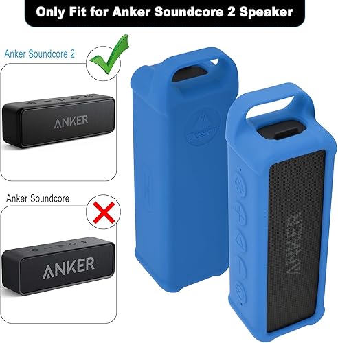 Miniatura 4 de TXEsign Funda de silicona compatible con altavoz Bluetooth portátil Anker Soundcore 2, funda protectora de viaje con asa y mosquetón para altavoz