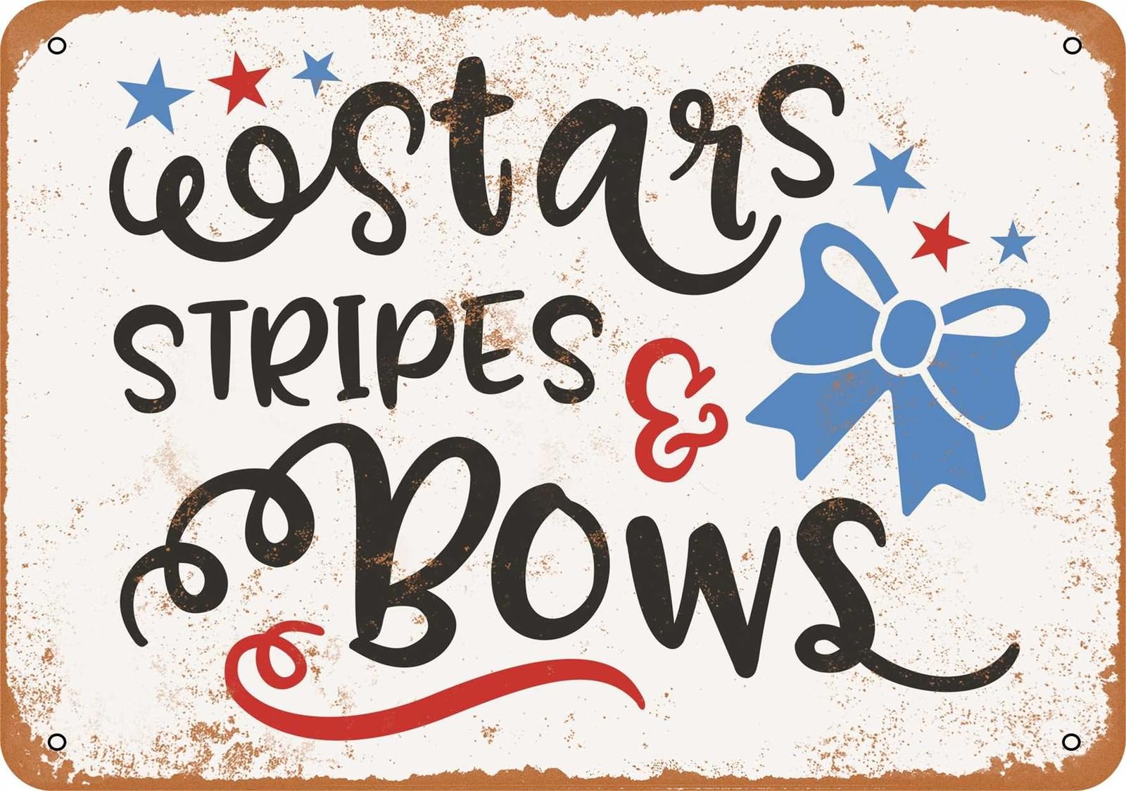 Miaomansenstore Metal Sign - Stars, Stripes And Bows - Vintage Look Home Decor
