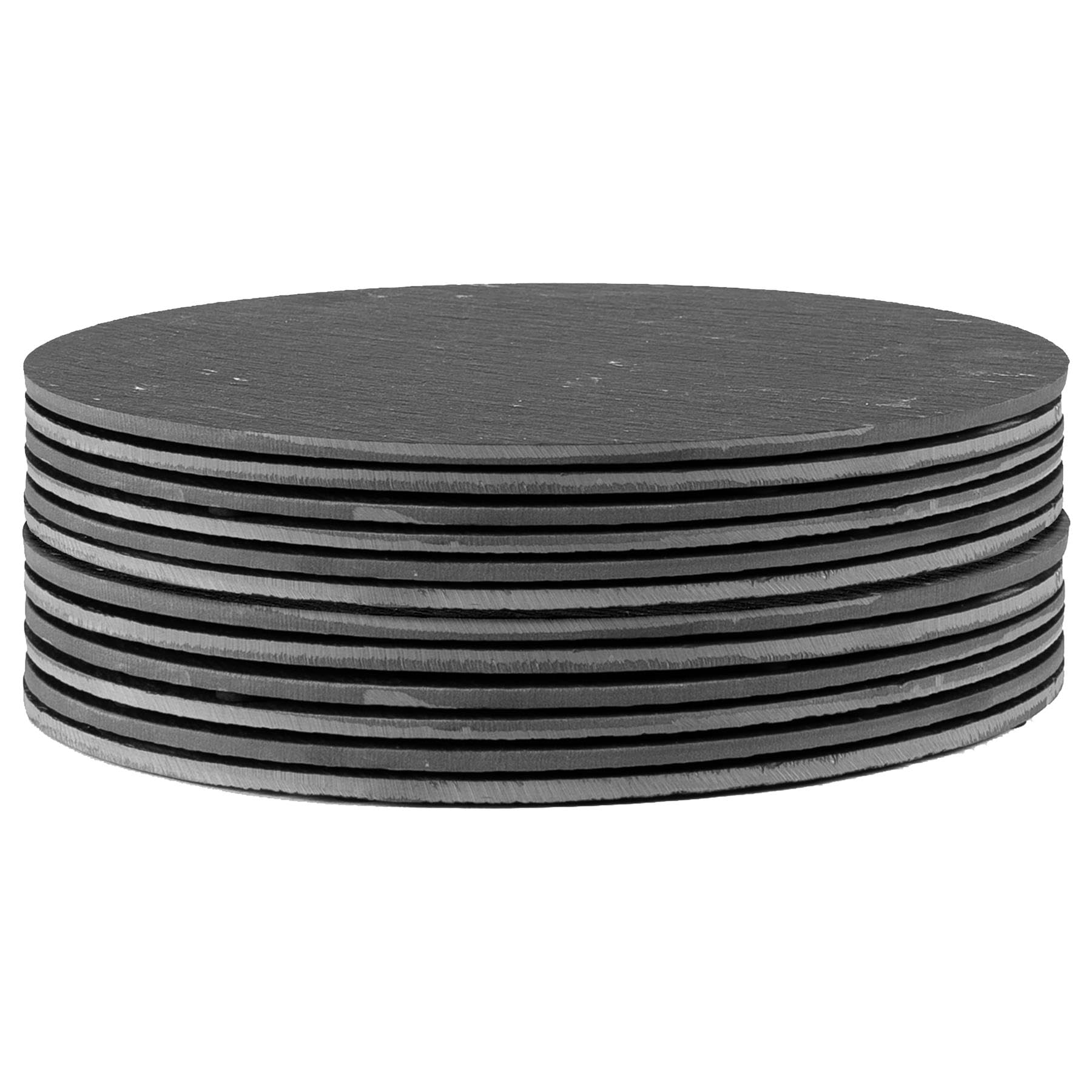 Argon Tableware Round Slate Placemats - 30cm - Pack of 12 - Black Natural Stone Smooth Edge Slate Dinner Mats Dinnerware Plate Placemats for Kitchen, Home, Bar, Restaurant, Weddings, Events