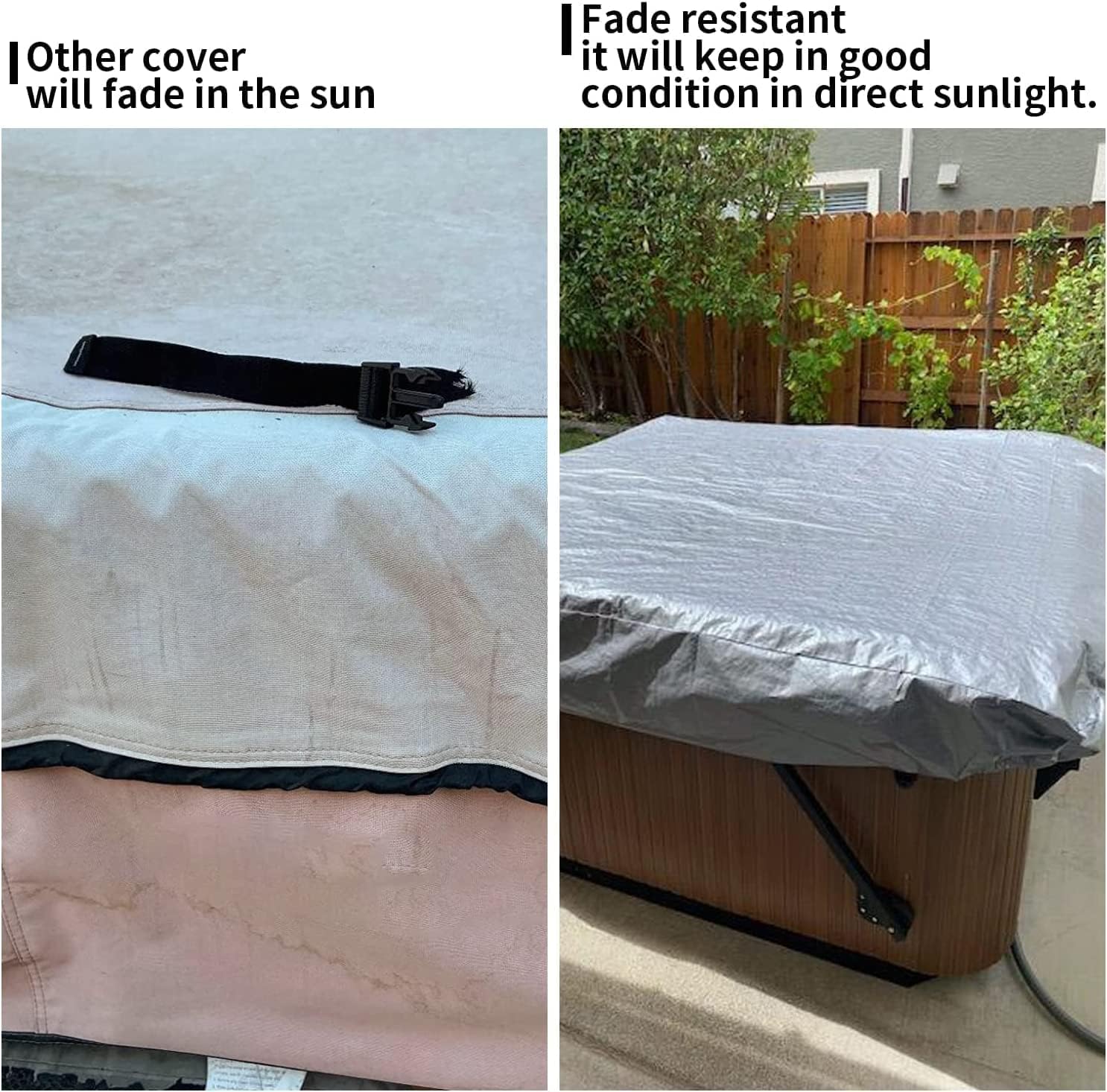 UCEDER Waterproof Hot Tub Cover 170G Polyethylene Spa Cover and UV Protection Hot Tub Sun Shield (76"x76"x35")
