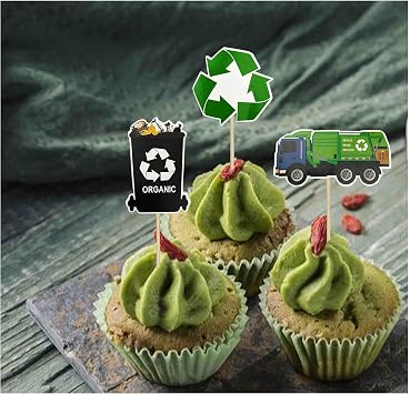Garbage Truck Birthday Party Supplies Garbage Truck Cupcake Toppers for Trash Garbage Truck Party Supplies