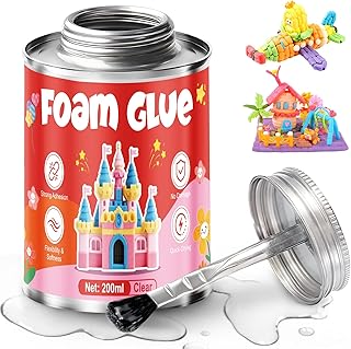 200ml Foam Glue, Foam Adhesive, Quick Tack, Strong Adhesion and Long Lasting, Safe Formula Without Damaging, Perfectly Bonds All Types Foam, Plastic, Balsa Wood, and More, Clear