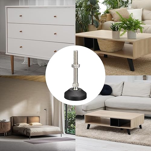 Miniatura 5 de uxcell Niveladores de muebles, 4 pies de nivelación universales de nailon M10x80x50mm, patas de mesa giratorias ajustables para muebles, máquinas de