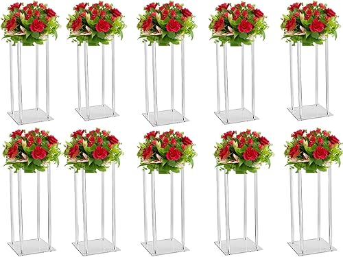 Miniatura 8 de 10 jarrones acrílicos transparentes para centros de mesa de boda, soporte de flores de 31.5 pulgadas de alto, decoración de mesa de compromiso,