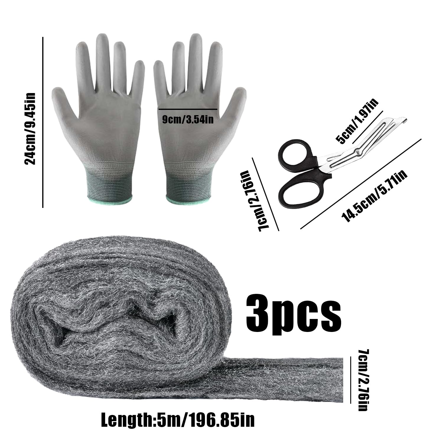 Lana D'Acciaio Fine - 5 Rotoli Da 15m + Guanti E Forbici Per Pulizie E Antitopo - Foto 6