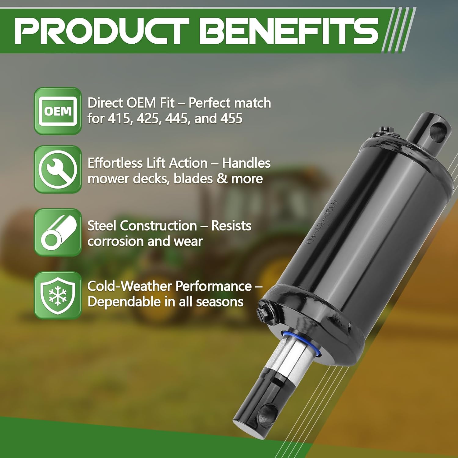 AM121141 AM147175 Hydraulic Lift Cylinder Fit for Jo-hn Deere 415, 425, 445, 455 Lawn and Graden Tractor Lift Hydraulic Cylinder Blade