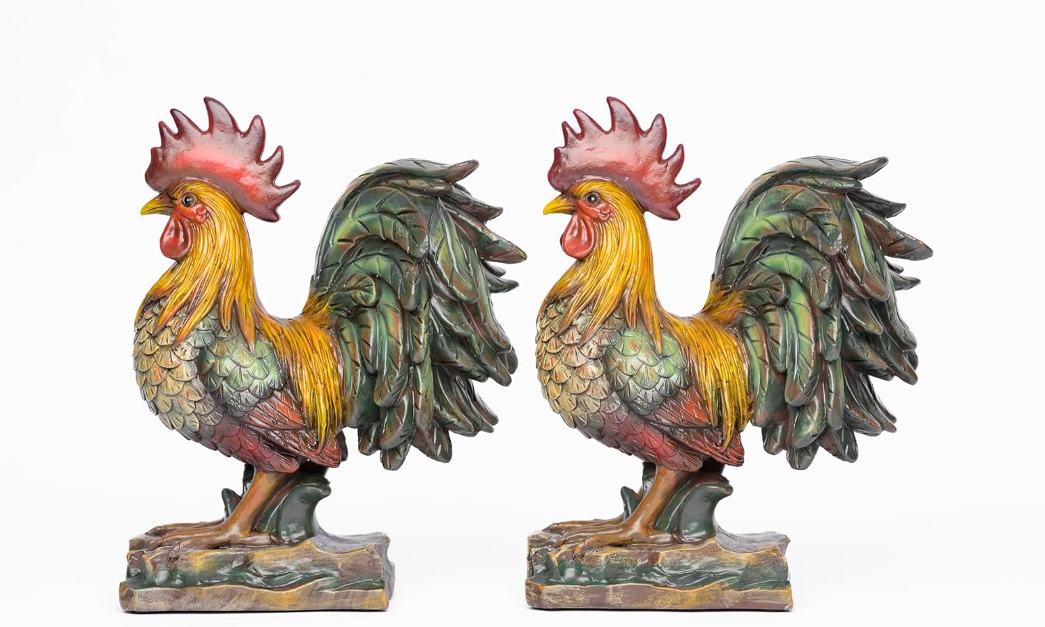 Farmhouse Decor, Decorative Roosters, Bookends, 2 Piece Set, Handcrafted, Chicken Lover Best Gift, Made in USA