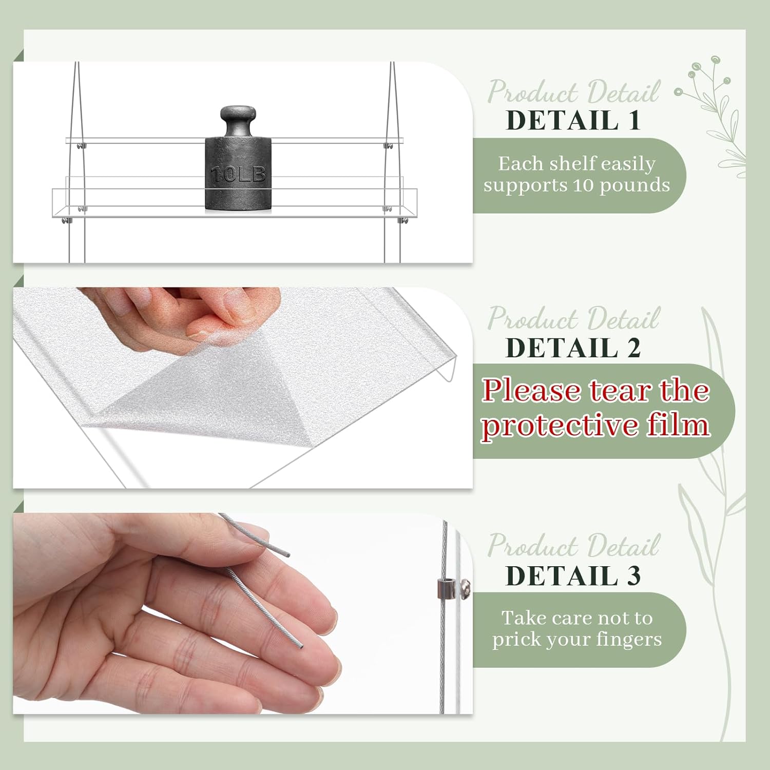 2 Pcs 16 Inch 3 Tier Clear Hanging Window Plant Shelves Acrylic Shelves Hanging Plant Stand Window Hanger Flower Pot Organizer Storage for Indoor Wall Garden Grow Herb