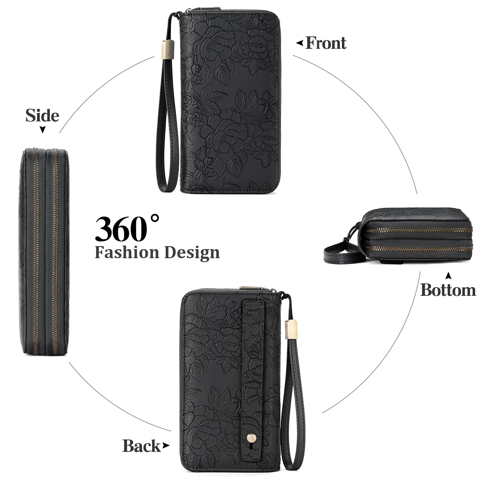 GAEKEAO Carteras de Mujer, Cartera Monedero Mujer Piel, Tarjeteros para Tarjetas de Credito, Bloqueo RFID Billetera, Monedero Tarjetero Mujer con Cremallera Doble