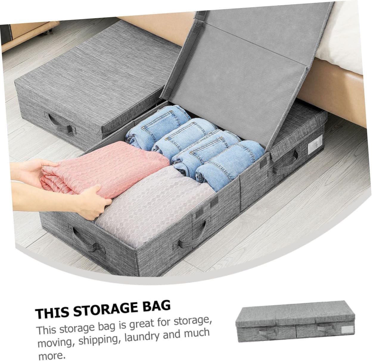 Multi-functional Under Bed Storage Organizer Foldable Clothes Storage Box Sturdy Fabric for Clothes Toys Sundries Space Saving Solution for Home