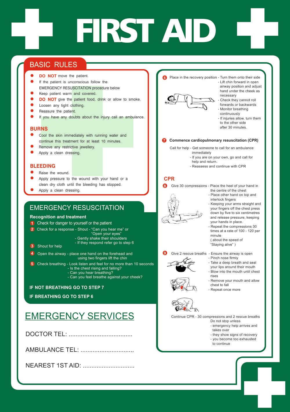 Seco First Aid Poster, A2 (420mm x 594mm) - 0.44mm Polypropylene