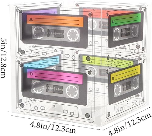 Miniatura 6 de Yardwe 5 cajas de cinta de casete para decoración de fiesta de los años 80, suministros de fiesta de música retro hip hop, pequeñas cajas de