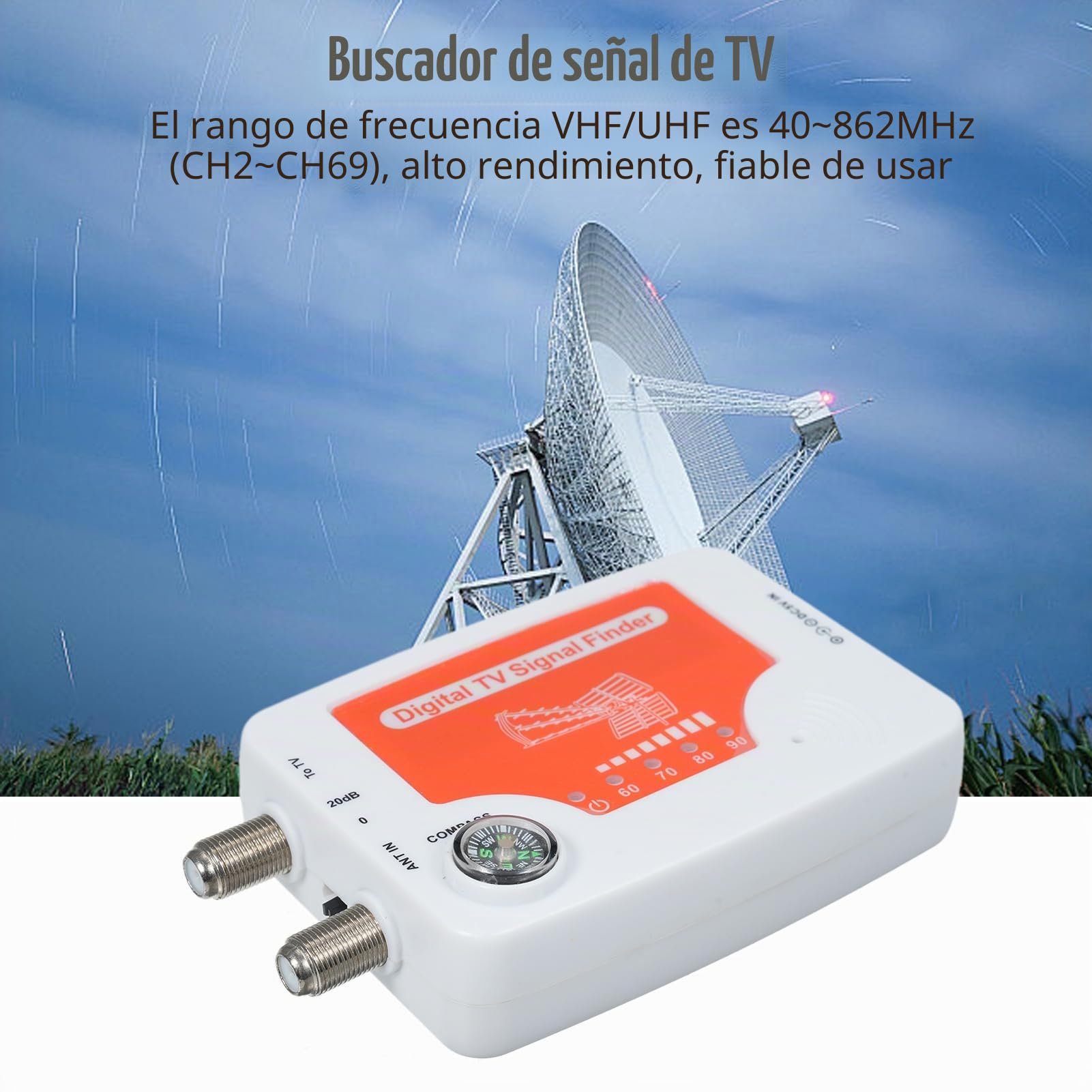 Detector de señal de TV digital Mini detector de señal Antena digital Antena de TV terrestre Medidor de potencia de señal Receptor Detector Medidor de potencia de señal