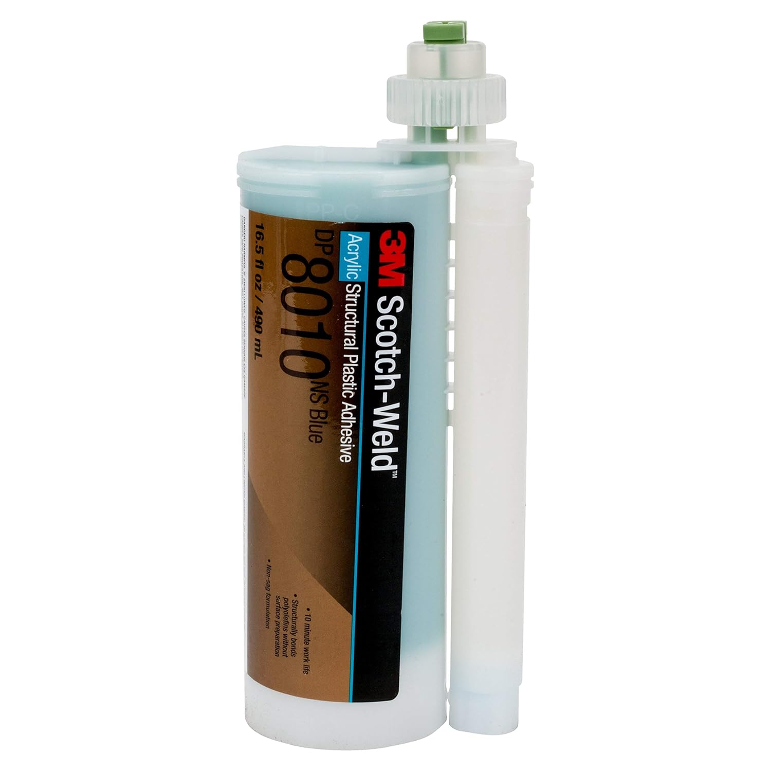 3M Scotch-Weld 81453 Structural Plastic Adhesive DP8010NS, 490 mL, Duo-pak, Blue, 16.569 fl. oz.
