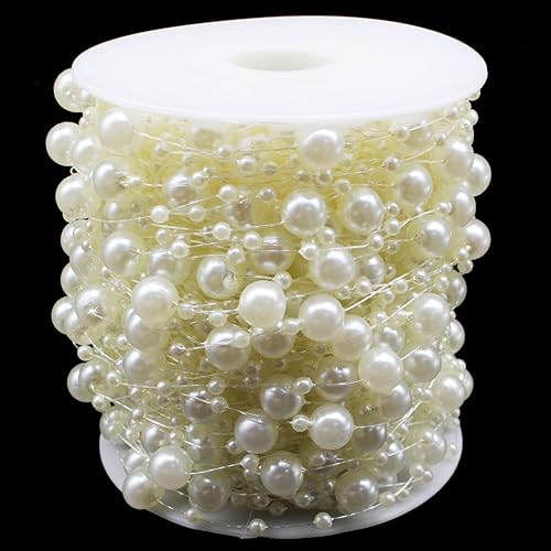 Guirnalda de cuentas para árbol de Navidad de 99 pies, cadena de perlas artificiales de 0.31 a 0.315 pulgadas para manualidades, Navidad, bodas y