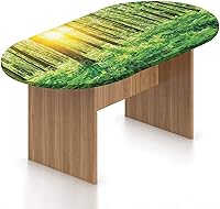 Vista 26 de Mantel ovalado ajustable para mesa de patio, poliéster elástico en bosque, mantel con estampado de siluetas de ciervos con elementos florales, se