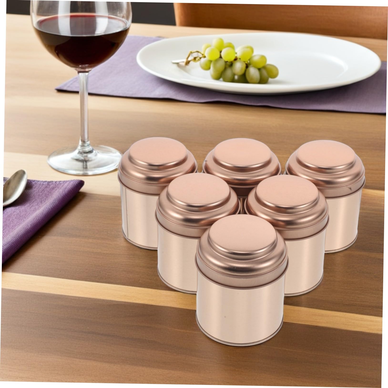 6piezas Latas de Té Selladas Redondas Contenedor de Hojalata para Té y Especias Caja de Almacenamiento de Sueltas para Cocina