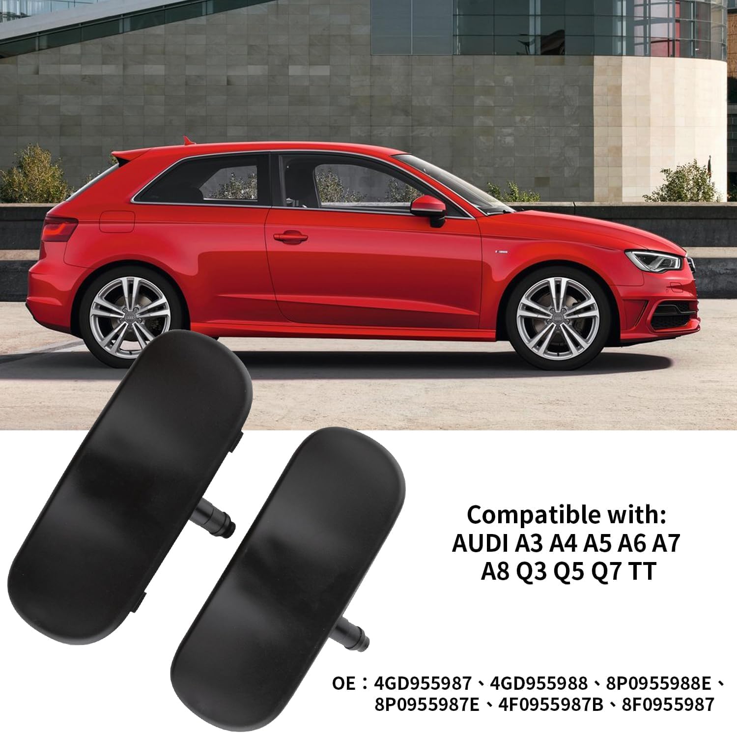 Ugello spray riscaldato per parabrezza anteriore, compatibile con Audi A4 B8 A5 A3 A6 A7 A8 Q3 Q7 TT Q5 4G8988987 4GD955987 4GD955987