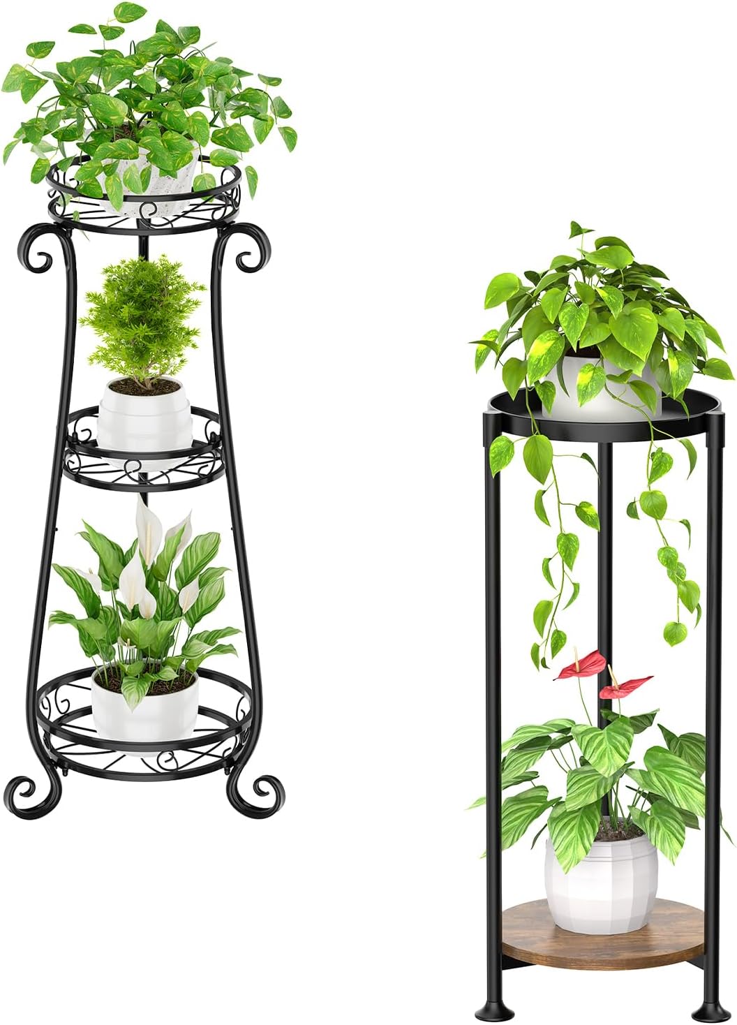 KMOTASUO Metal Plant Stand Indoor, Tall Corner Plant Stands for Indoor Plants, Flower Pot Holder Shelf Display Rack for Balcony Garden Patio Living Room(Black)