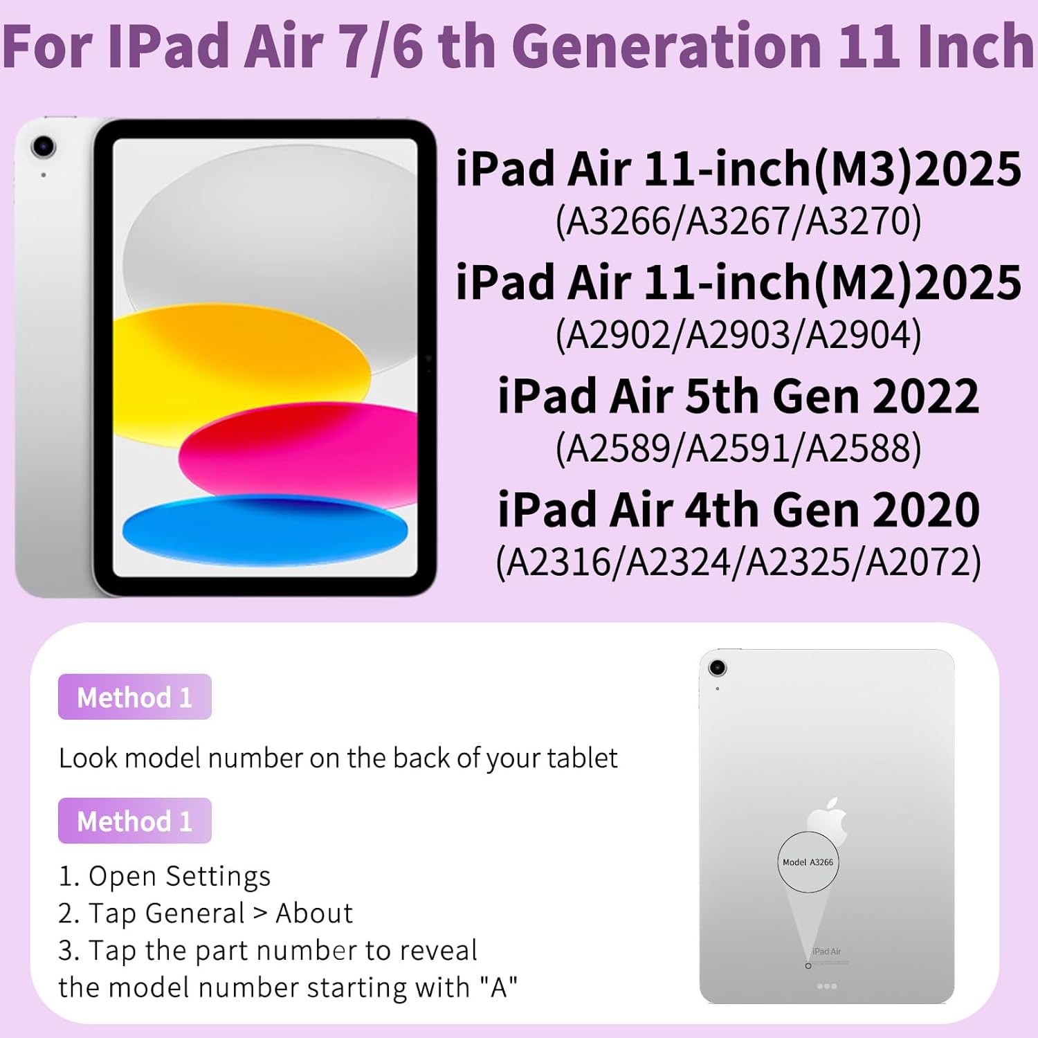 Keyboard for iPad Air 11-inch M4/M3/M2 (2026/2025/2024), iPad Air 5th/4th Gen 10.9 inch 2022/2020, Multi-Touch Trackpad 7 Color Backlit Wireless Keyboard, Auto Wake/Sleep, Blue