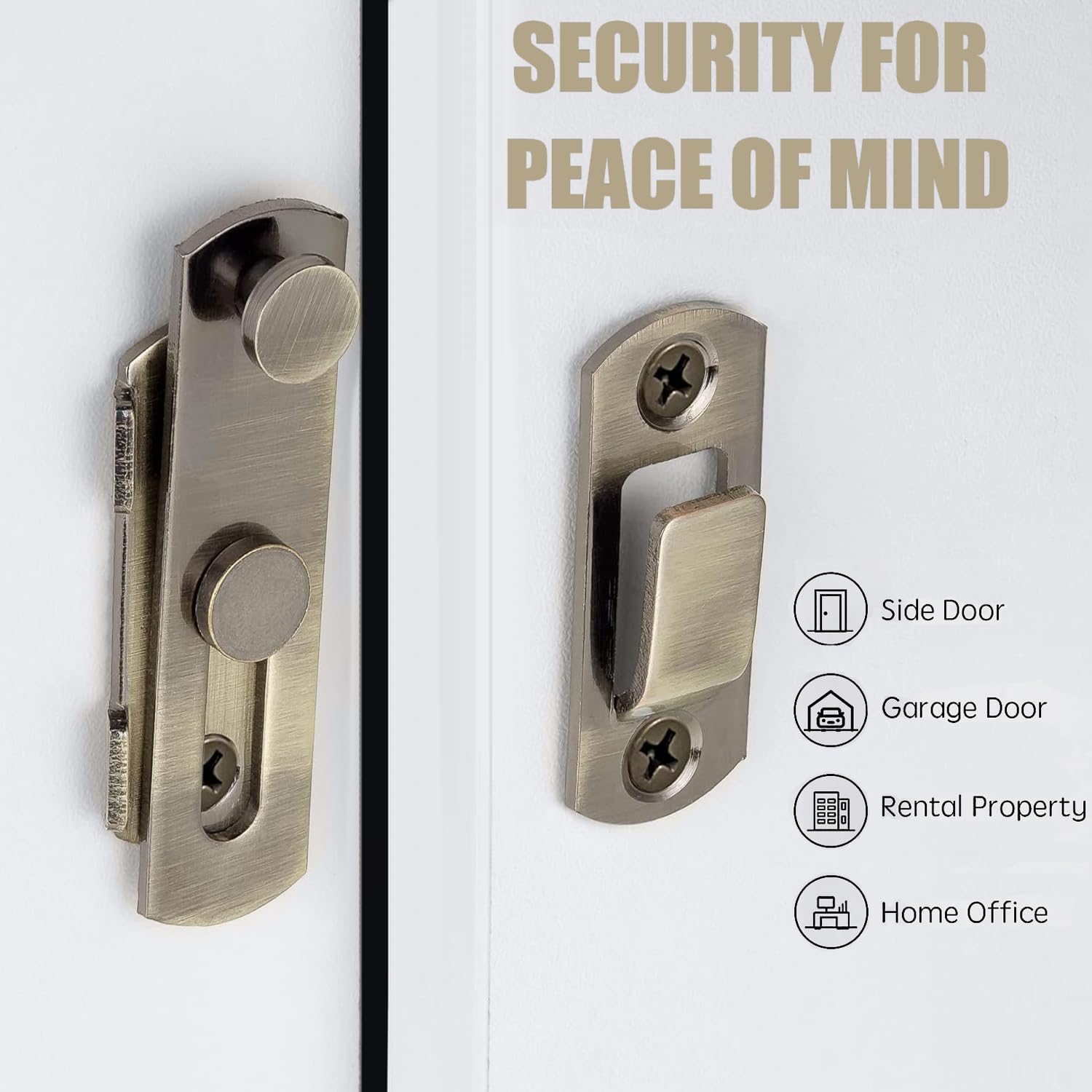 Litensh 180° Flip Sliding Stainless Steel Door Bolt Latch Lock for Gate Barn Window Wine Cabinet Bathroom Garage Garden Green Bronze - Image 4